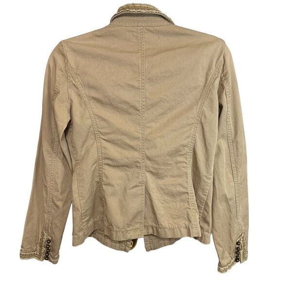 J. Crew Jacket Weathered Khaki With Button Detail & Frayed Trim Womens Size S - Picture 3 of 7